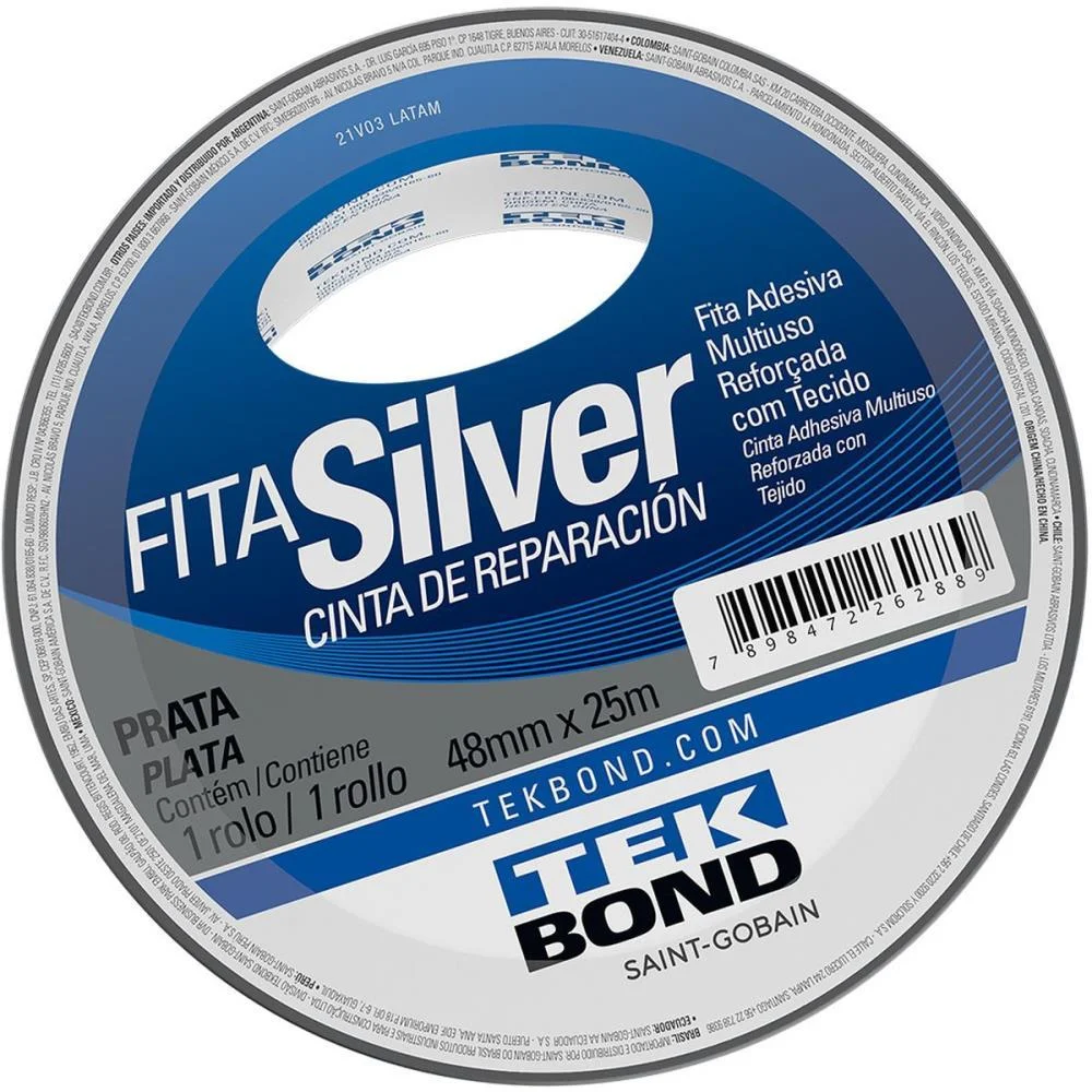 FITA DE ALTA RESISTENCIA SILVER PRATA 48MMX25M TEKBOND (UNIDADE) - imagem 3