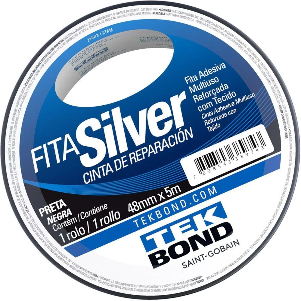 FITA DE ALTA RESISTENCIA SILVER PRETA 48MMX5M TEKBOND (UNIDADE) - imagem 3