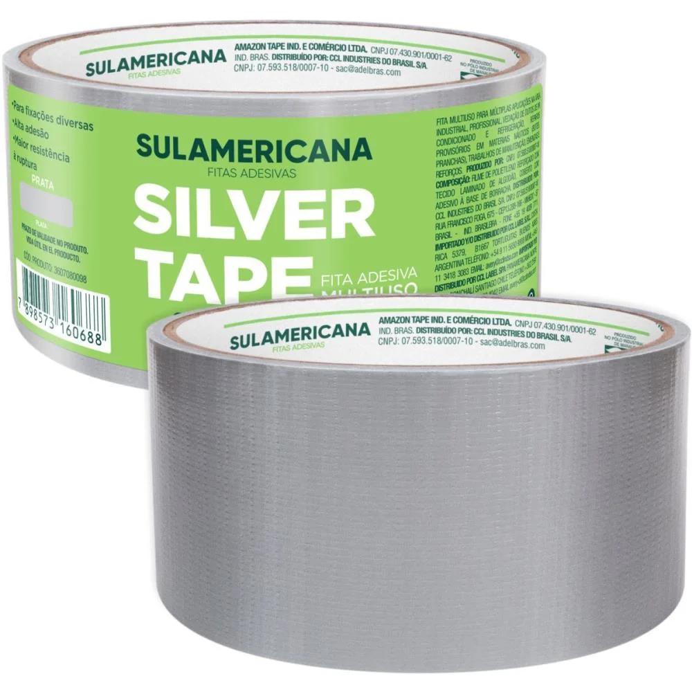 FITA DE ALTA RESISTENCIA SILVER TAPE PRATA 48MMX5M. SULAMERICANA (UNIDADE) - imagem 2