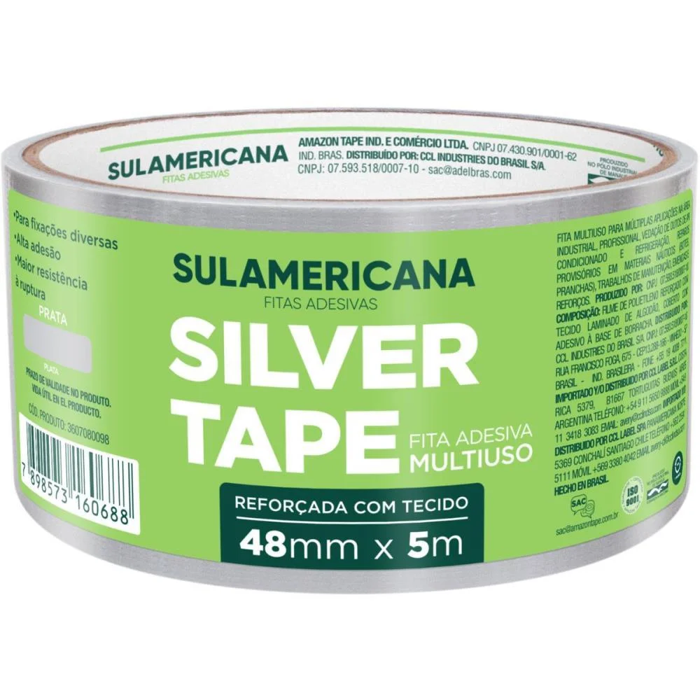 FITA DE ALTA RESISTENCIA SILVER TAPE PRATA 48MMX5M. SULAMERICANA (UNIDADE) - imagem 4