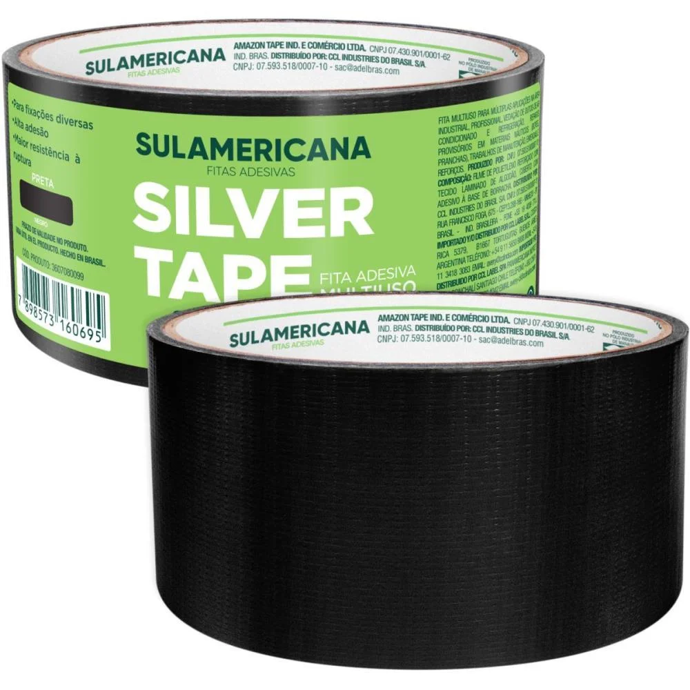FITA DE ALTA RESISTENCIA SILVER TAPE PRETA 48MMX5M. SULAMERICANA (UNIDADE) - imagem 2
