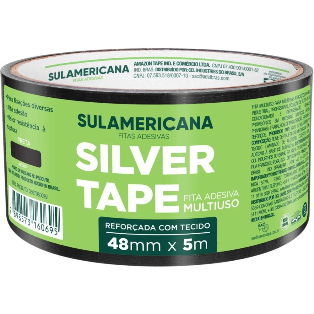 FITA DE ALTA RESISTENCIA SILVER TAPE PRETA 48MMX5M. SULAMERICANA (UNIDADE) - imagem 4