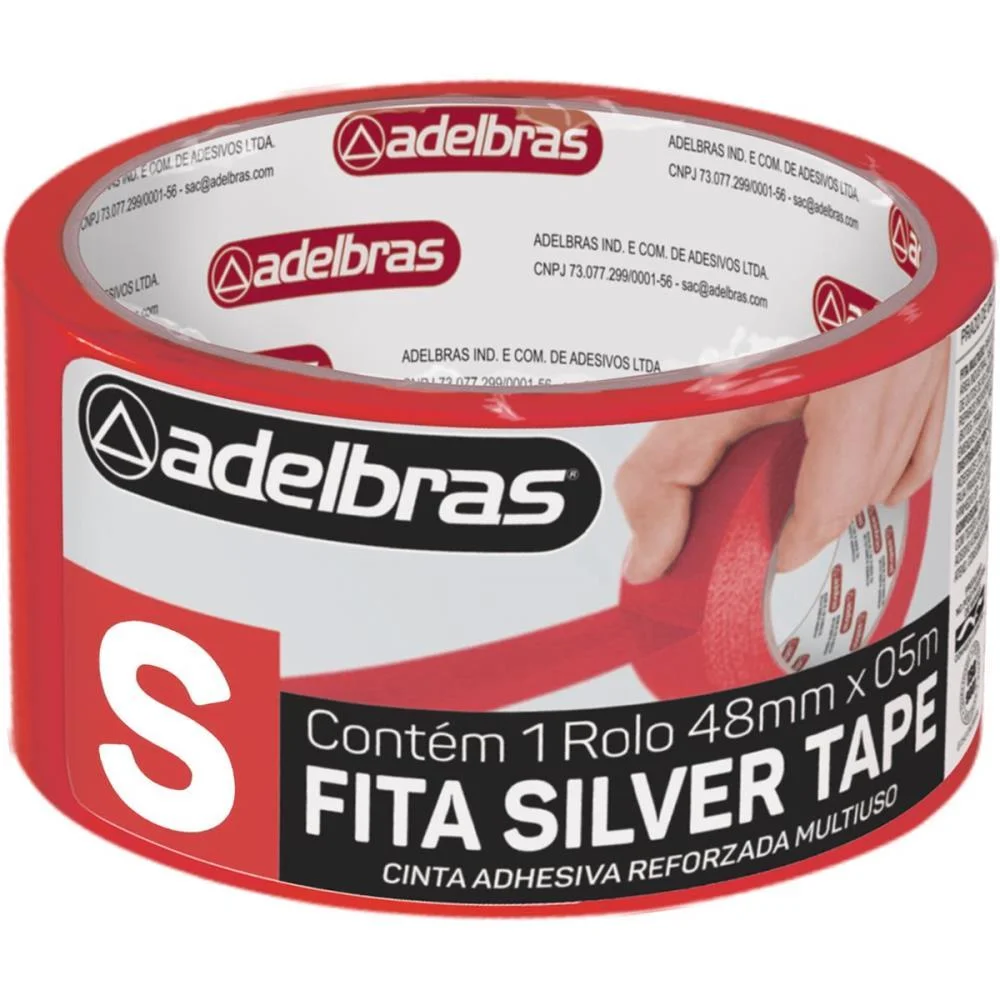 FITA DE ALTA RESISTENCIA SILVER TAPE VERMELHA 48MMX5M ADELBRAS (UNIDADE) - imagem 2