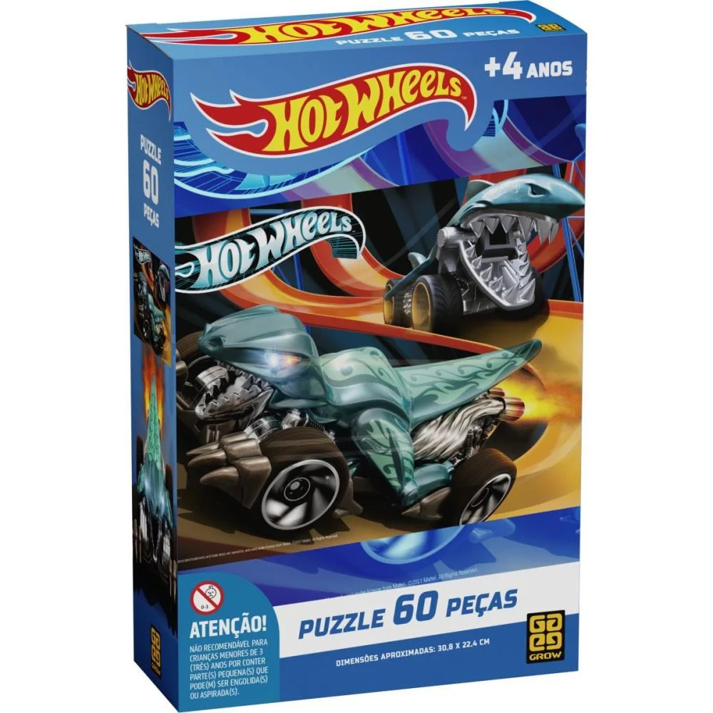 QUEBRA-CABECA CARTONADO HOT WHEELS 60 PECAS GROW (UNIDADE) - imagem 3