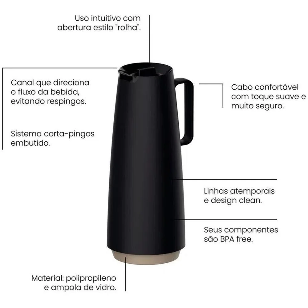 GARRAFA TERMICA ROSCA EXATA 1L PRETA TRAMONTINA (UNIDADE) - imagem 4