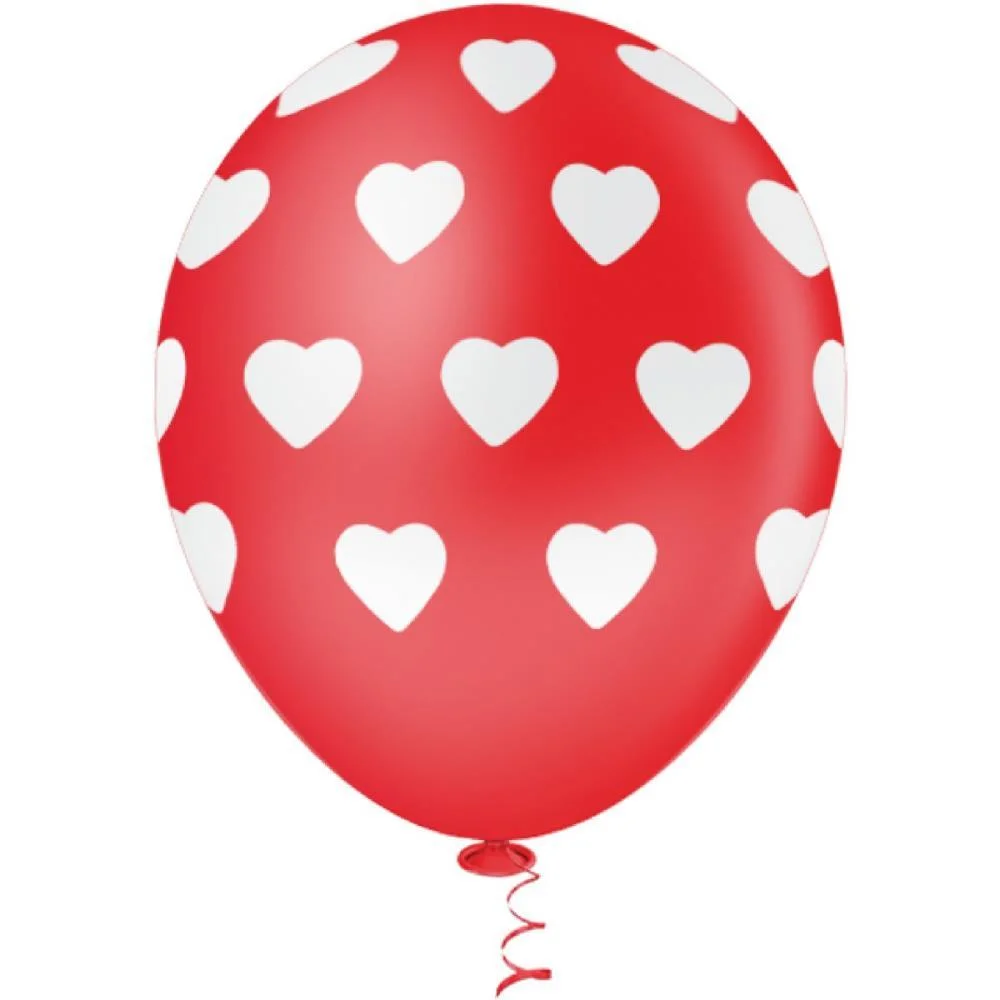 BALÃO 10 DECORADO VERMELHO C/CORAÇÃO BRANCO RIBERBALL COM 25 UNIDADES - imagem 3