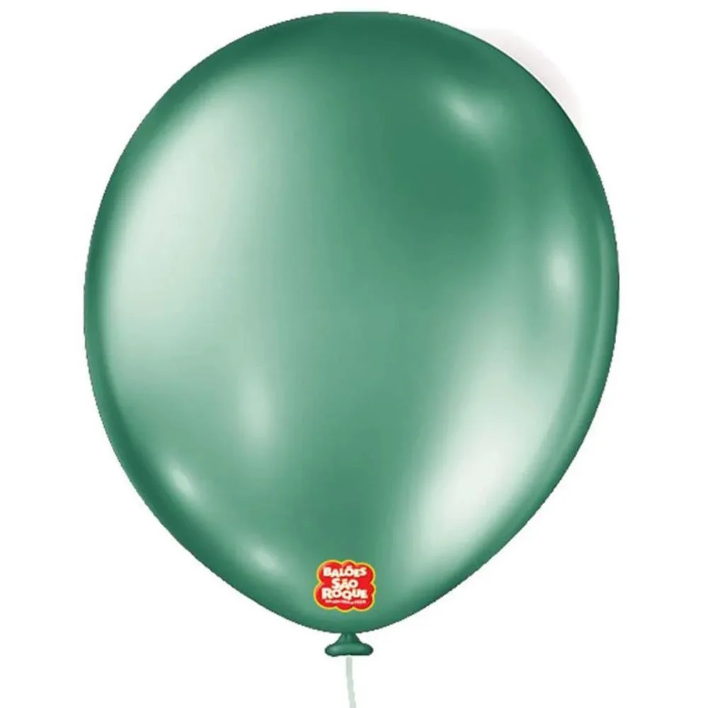 BALÃO 16 LISO METALIZADO VERDE SAO ROQUE COM 10 UNIDADES - imagem 2