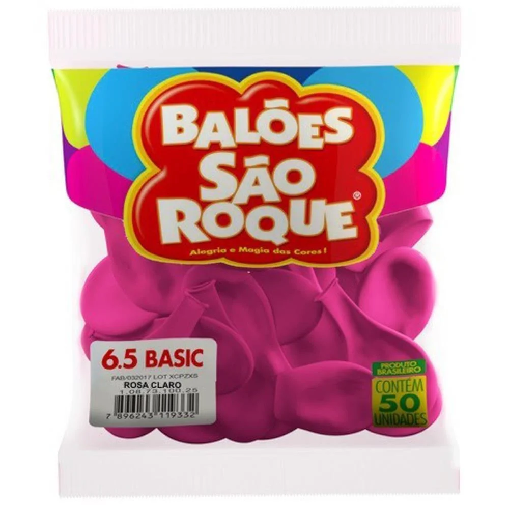 BALÃO 6,5 LISO ROSA CLARO CLASSIC SAO ROQUE COM 50 UNIDADES - imagem 4