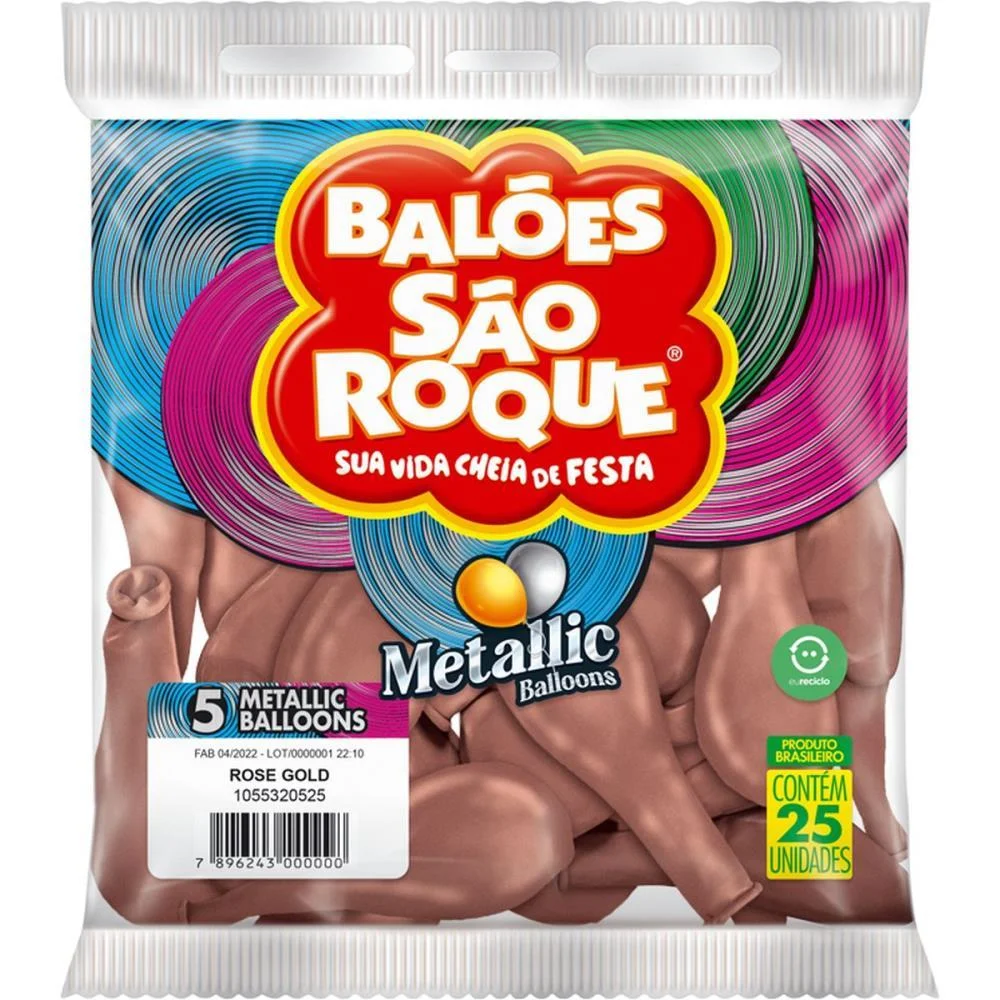 BALÃO 5 LISO METALIZADO ROSE GOLD REDONDO SAO ROQUE COM 25 UNIDADES - imagem 4