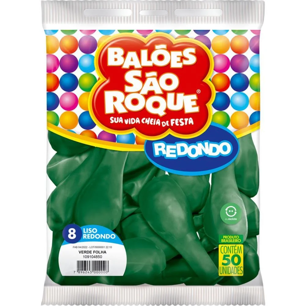 BALAO 8 LISO VERDE FOLHA SAO ROQUE (PCT.C/50) - imagem 3