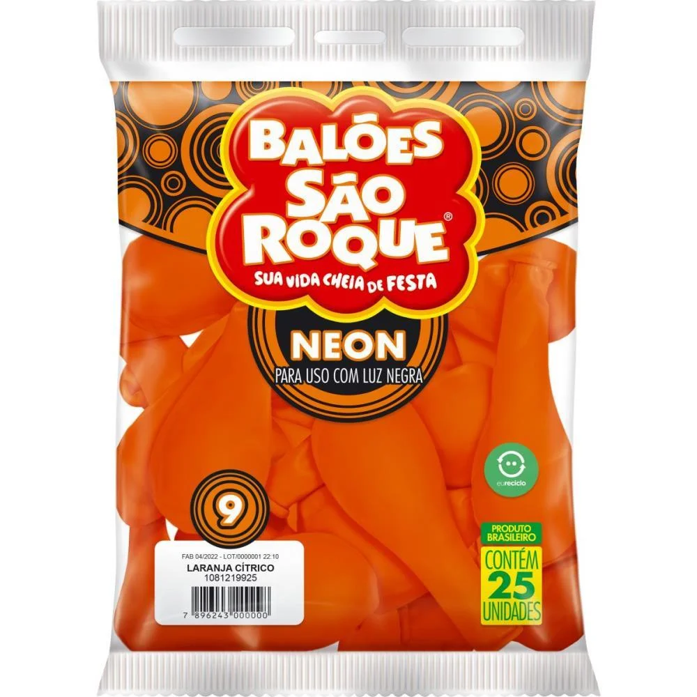 BALAO 9 LISO NEON LARANJA CÍTRICO IMPERIAL SAO ROQUE (PCT.C/25) - imagem 3