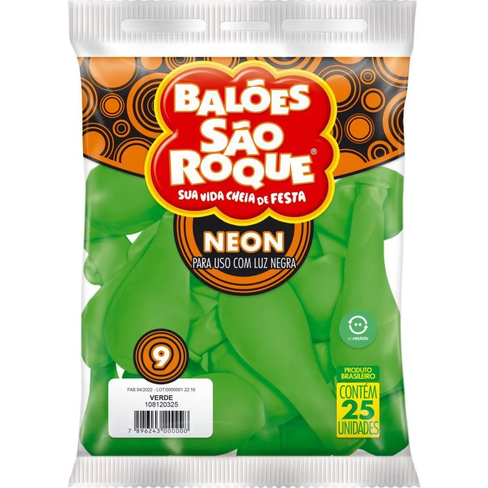 BALAO 9 LISO NEON VERDE IMPERIAL SAO ROQUE (PCT.C/25) - imagem 3