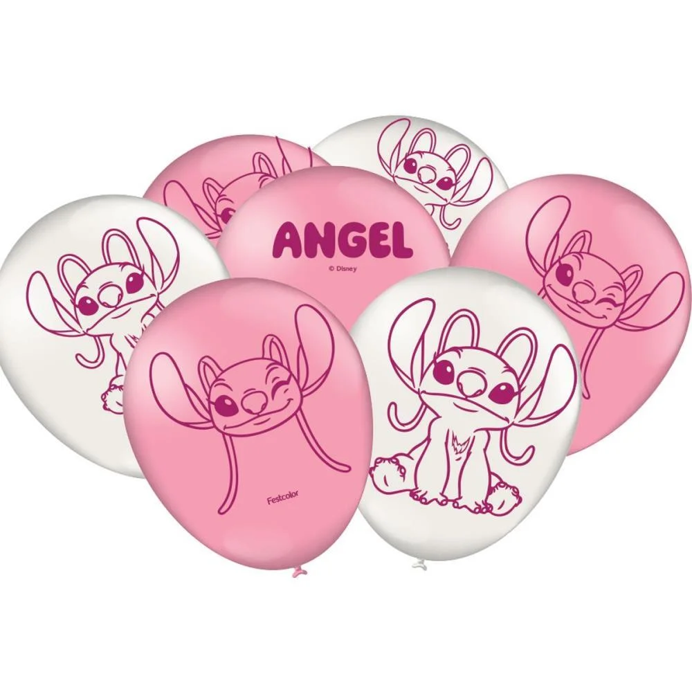 BALAO 9 DECORADO STITCH ANGEL ROSA FESTCOLOR (PCT.C/25) - imagem 2