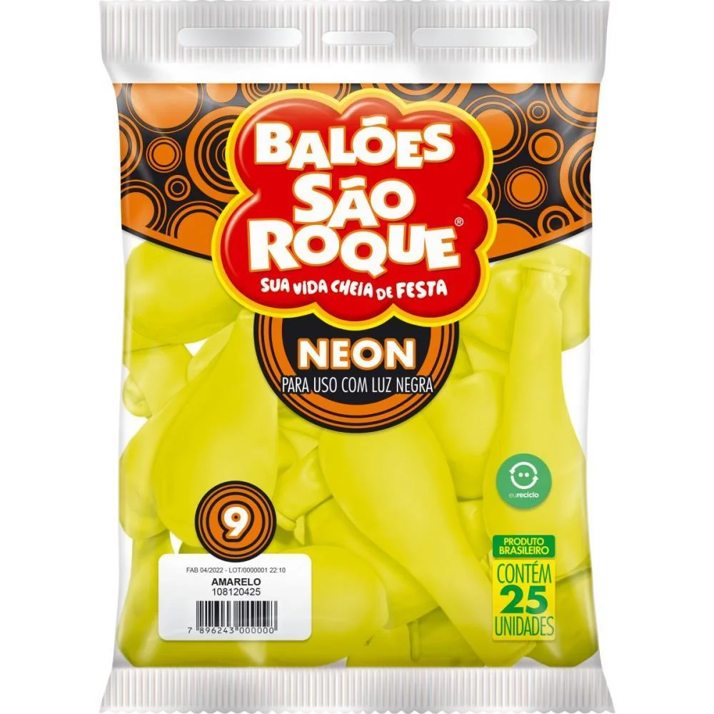 BALAO 9 LISO NEON AMARELO IMPERIAL SAO ROQUE (PCT.C/25) - imagem 3