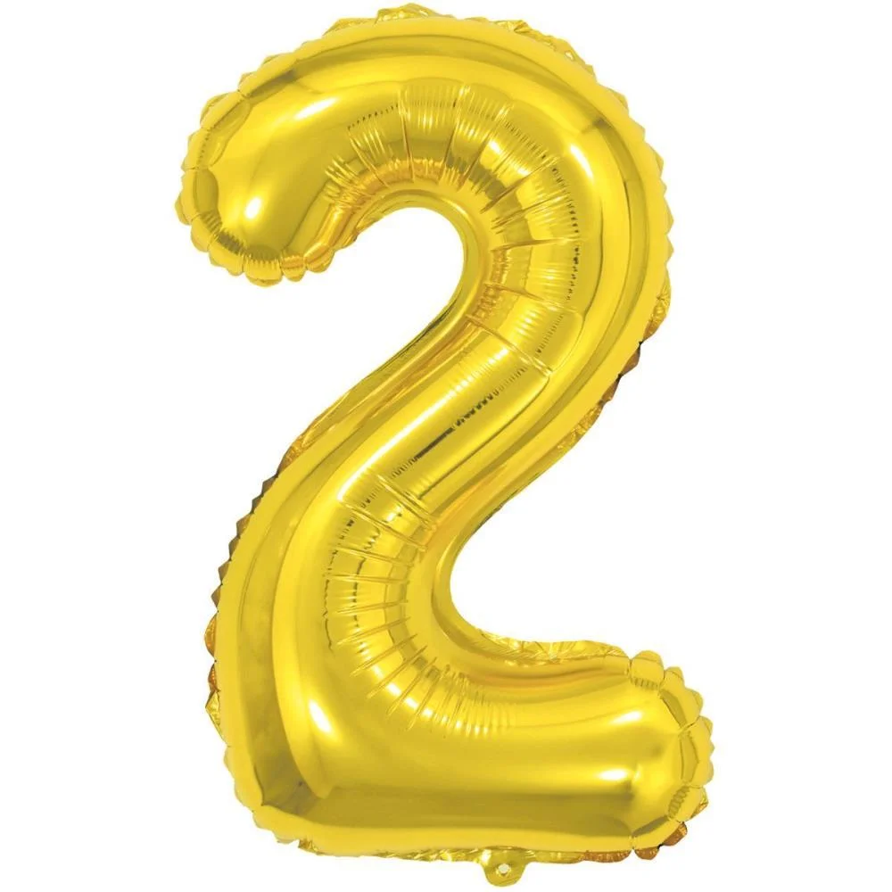 BALAO METALIZADO NUMERO 2 DOURADO 40CM. MAKE+  - imagem 2