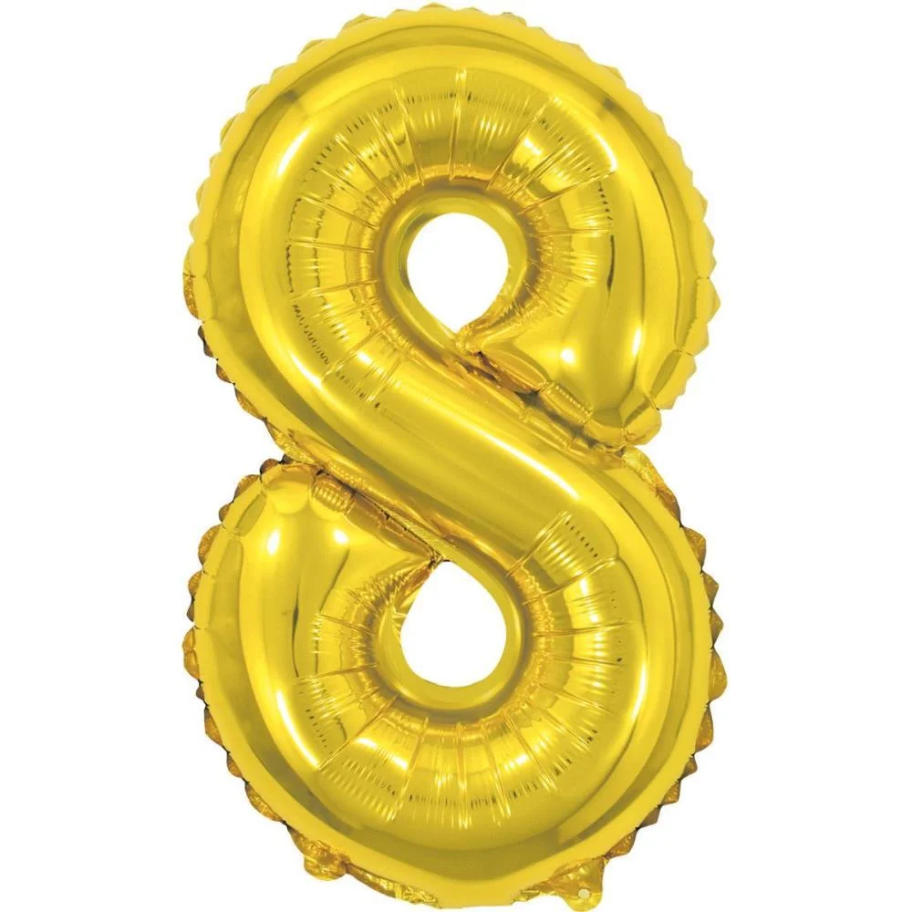 BALAO METALIZADO NUMERO 8 DOURADO 40CM. MAKE+  - imagem 2