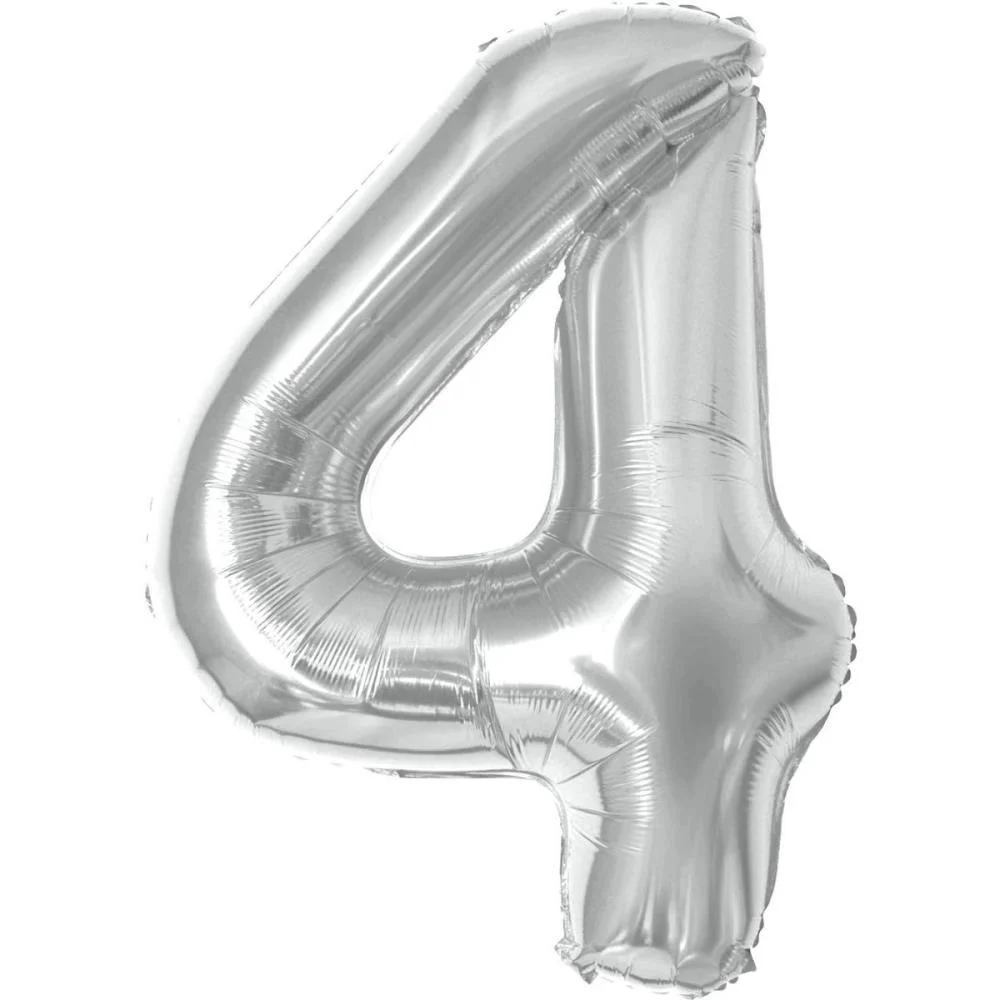 BALAO METALIZADO NUMERO 4 PRATA 40CM MAKE+  - imagem 2