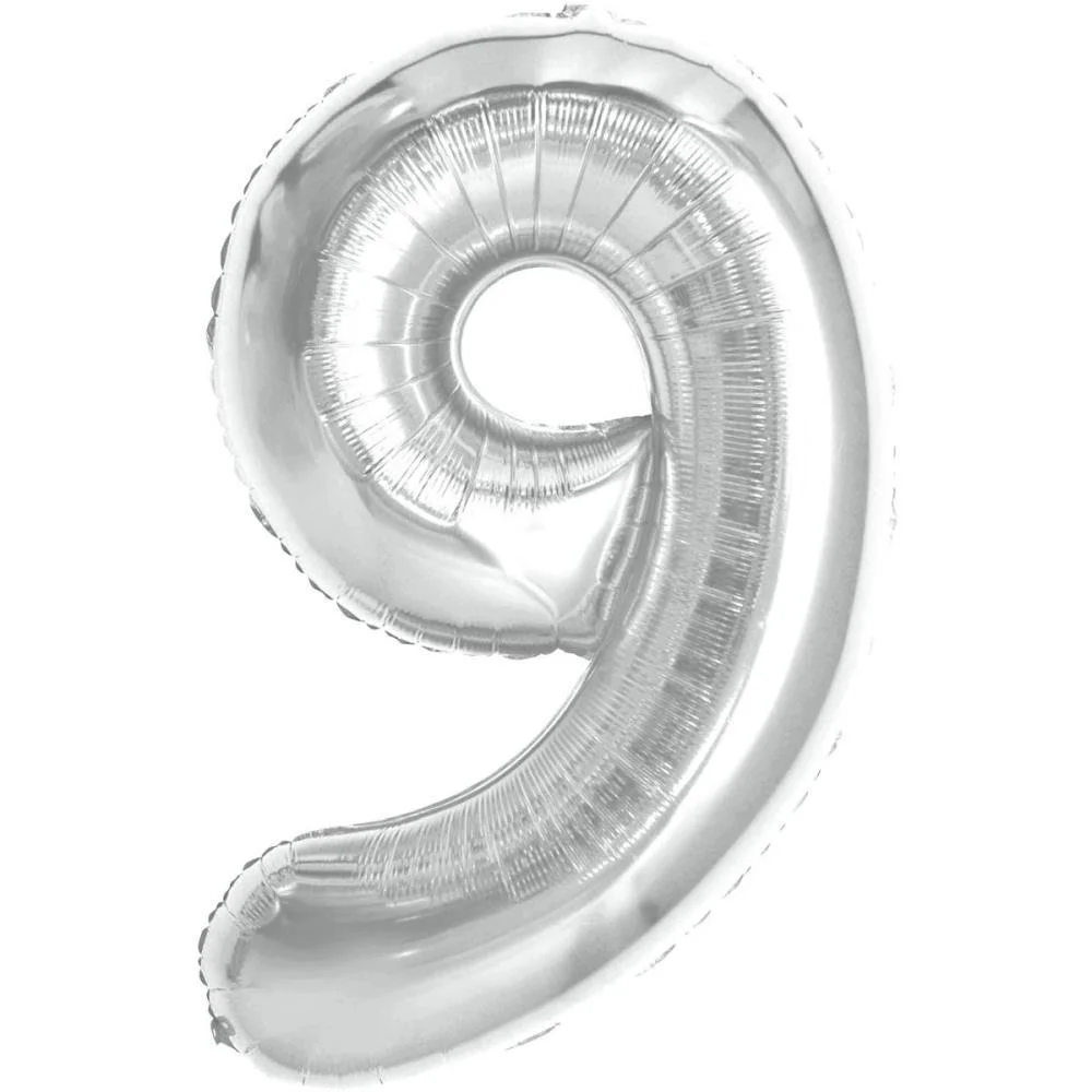 BALAO METALIZADO NUMERO 9 PRATA 40CM MAKE+  - imagem 2