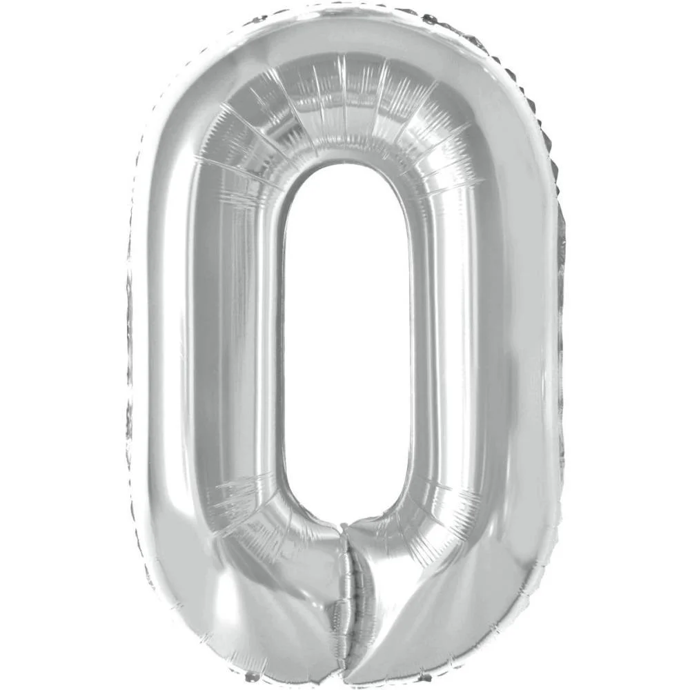 BALAO METALIZADO NUMERO 0 PRATA 40CM MAKE+  - imagem 2