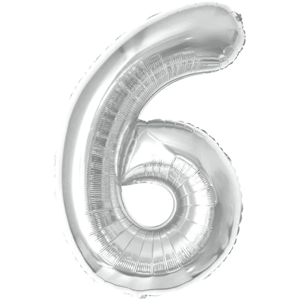 BALAO METALIZADO NUMERO 6 PRATA 40CM MAKE+  - imagem 2