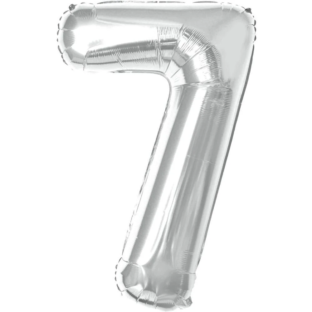 BALAO METALIZADO NUMERO 7 PRATA 40CM MAKE+  - imagem 3