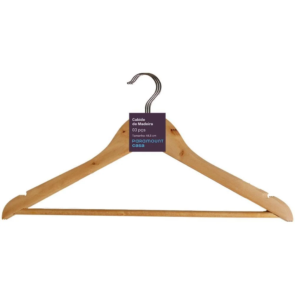 CABIDE MADEIRA 44,5CM. C/03UNID. PARAMOUNT (KIT) - imagem 3