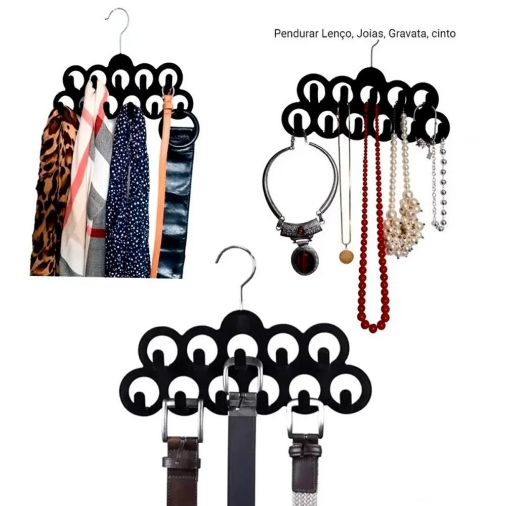 CABIDE VELUDO PRETO P/ LENÇOS/CINTOS ORDENE  - imagem 7