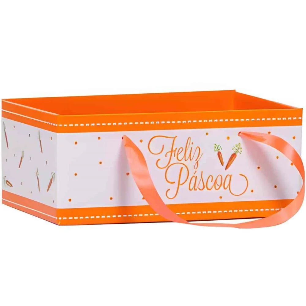 CACHEPOT PAPER DECORADO FELIZ PASCOA C/ALCA 24X15X10CM XINGO EMBALAGENS (PCT.C/05) - imagem 3