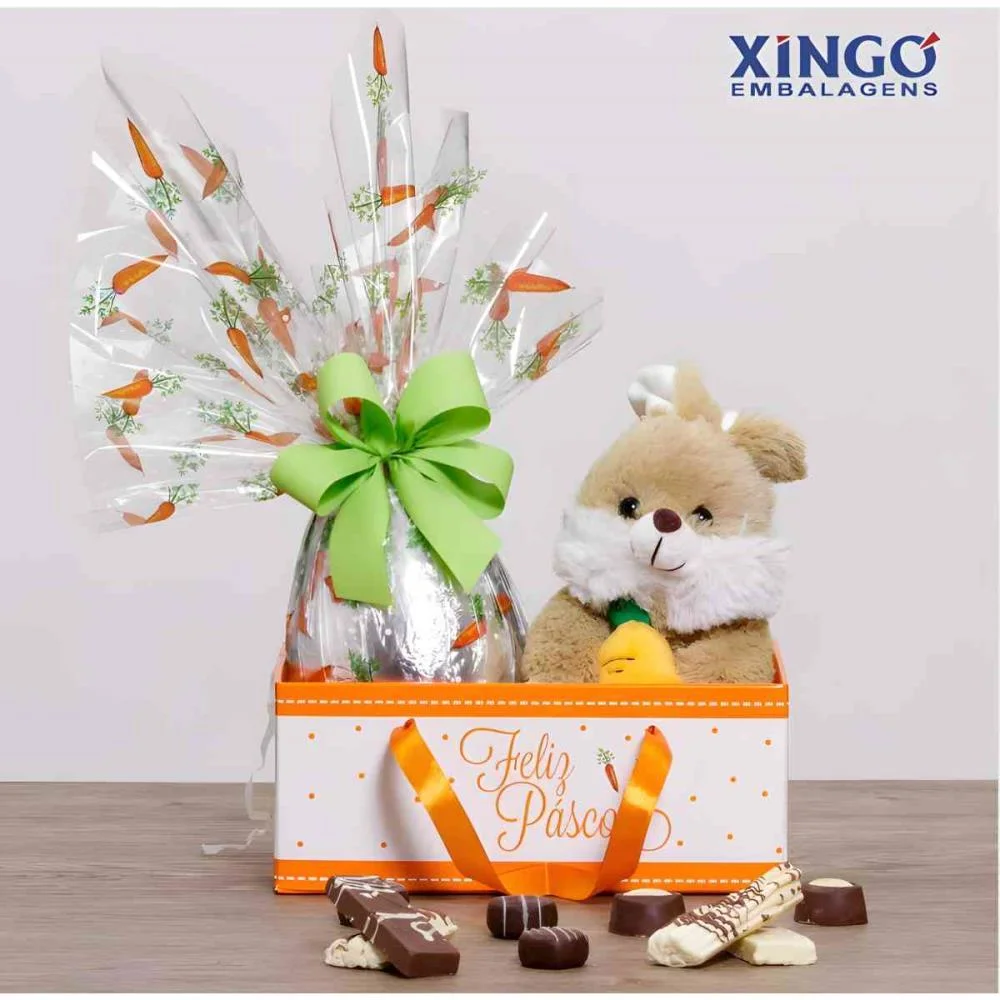 CACHEPOT PAPER DECORADO FELIZ PASCOA C/ALCA 24X15X10CM XINGO EMBALAGENS (PCT.C/05) - imagem 4