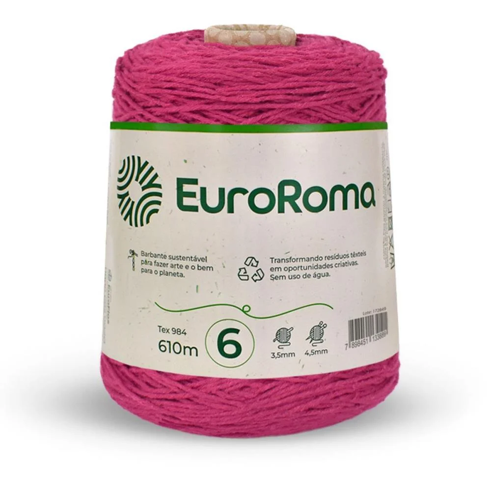 BARBANTE COLORIDO 600G 4/6 FIOS 610M PINK EUROROMA  - imagem 2