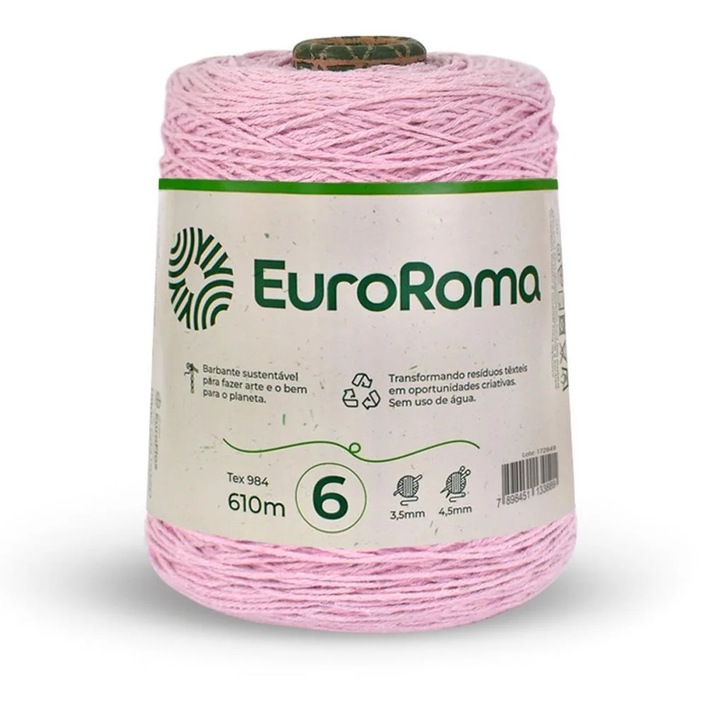 BARBANTE COLORIDO 600G 4/6 FIOS 610M ROSA BEBÊ EUROROMA  - imagem 4