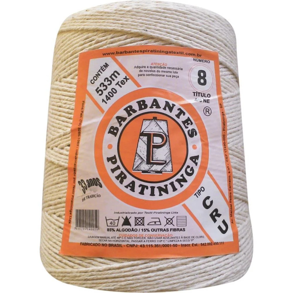 BARBANTE CRU 700G 8 FIOS ROLO 533M TEXTIL PIRATININGA  - imagem 2
