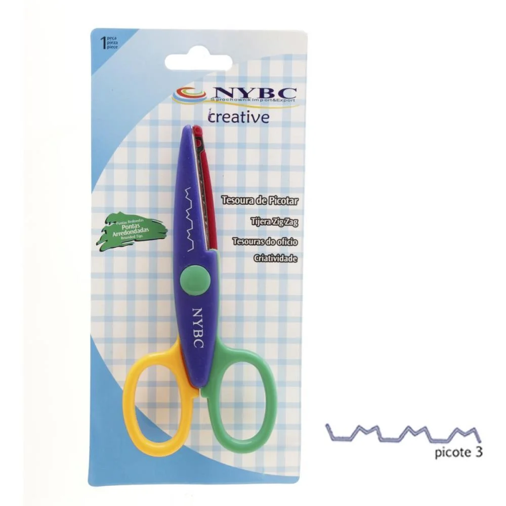 TESOURA ARTESANAL PICOTAR ZIG ZAG ALTERNADO NYBC (BLISTER) - imagem 3