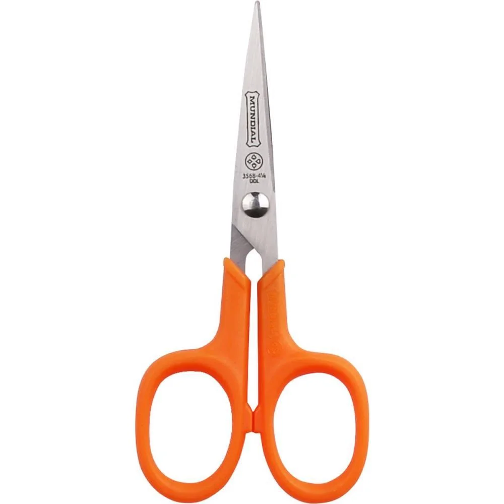 TESOURA ARTESANAL BORDAR FIO LISO LARANJA 11CM MUNDIAL  - imagem 2