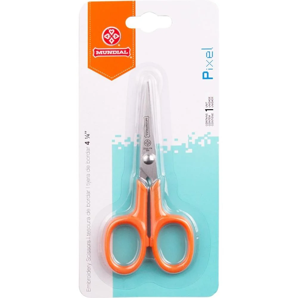 TESOURA ARTESANAL BORDAR FIO LISO LARANJA 11CM MUNDIAL  - imagem 4