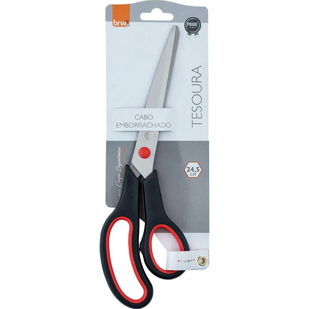 TESOURA ERGONOMICA CABO PRETO 24,5CM BRW (BLISTER) - imagem 2