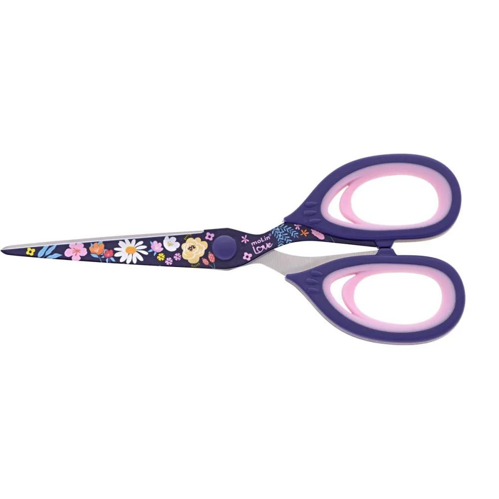 TESOURA LOVE FLOWERS AZUL 18CM MOLIN  - imagem 3