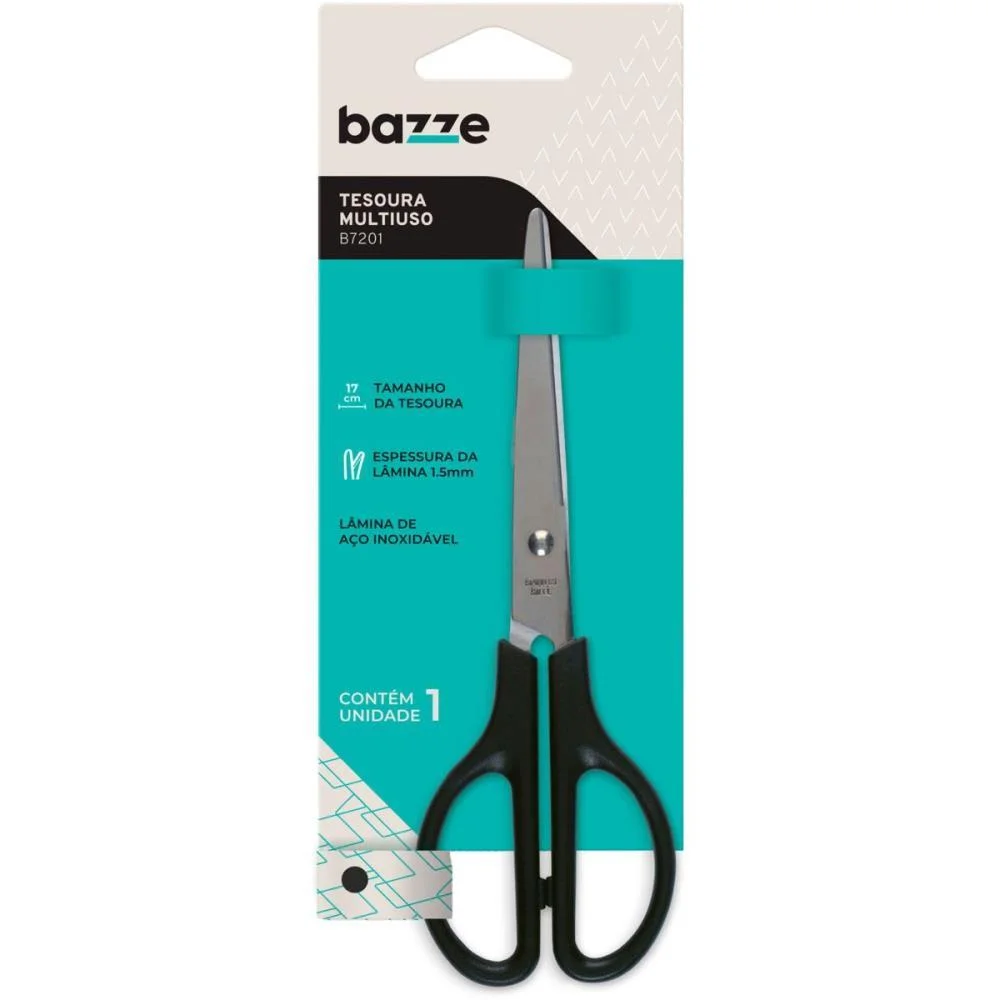 TESOURA BAZZE B7201 17CM INOX PRETA SUMMIT  - imagem 4
