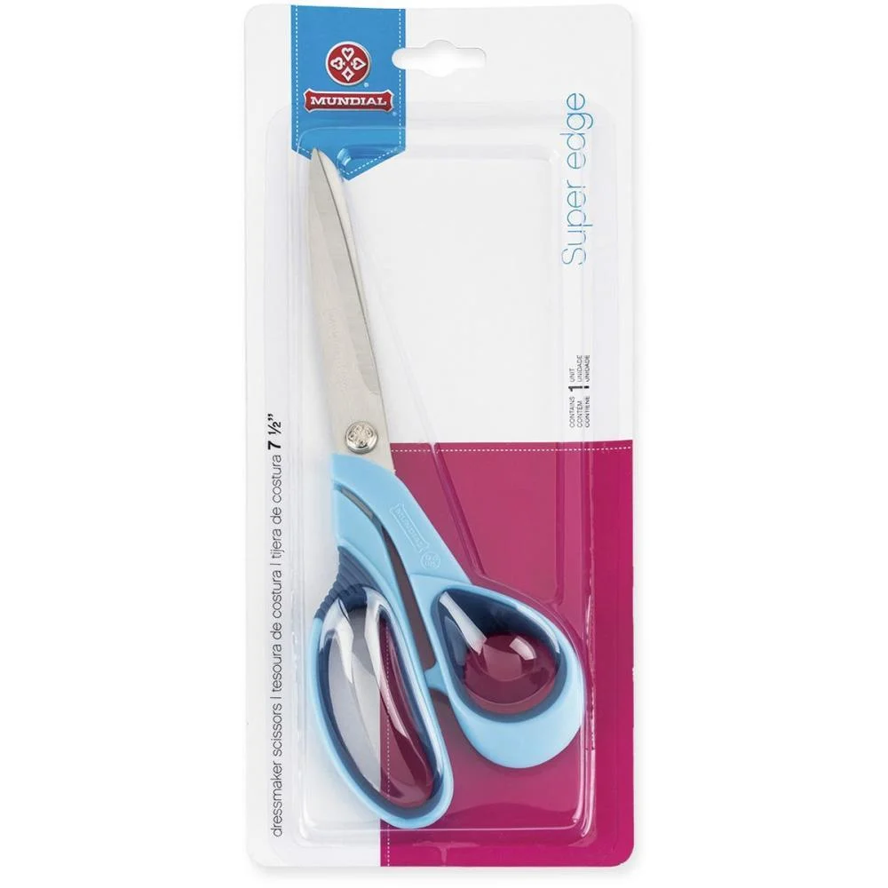 TESOURA COSTURA AZUL SUPER EDGE 19CM MUNDIAL (BLISTER) - imagem 5