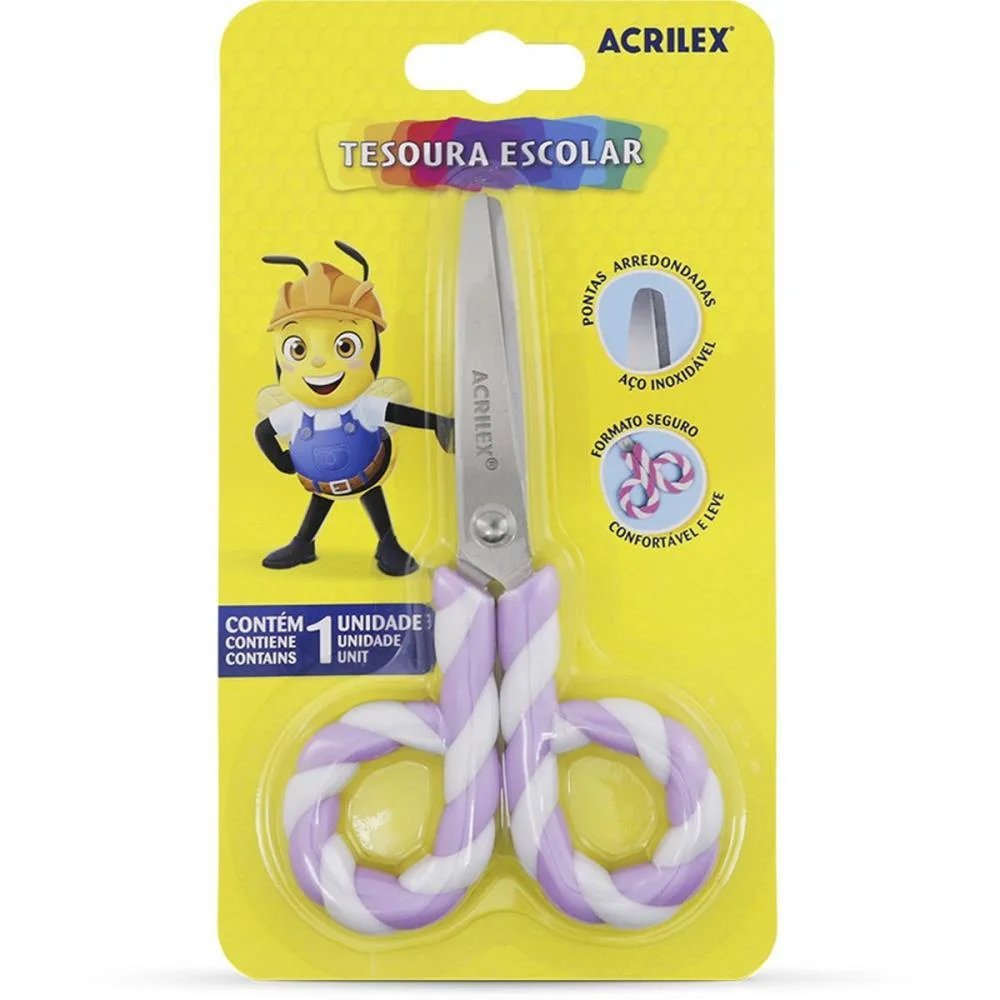 TESOURA ESCOLAR PIRULITO S/PONTA CORES SORTIDA ACRILEX (CX.C/12) - imagem 6