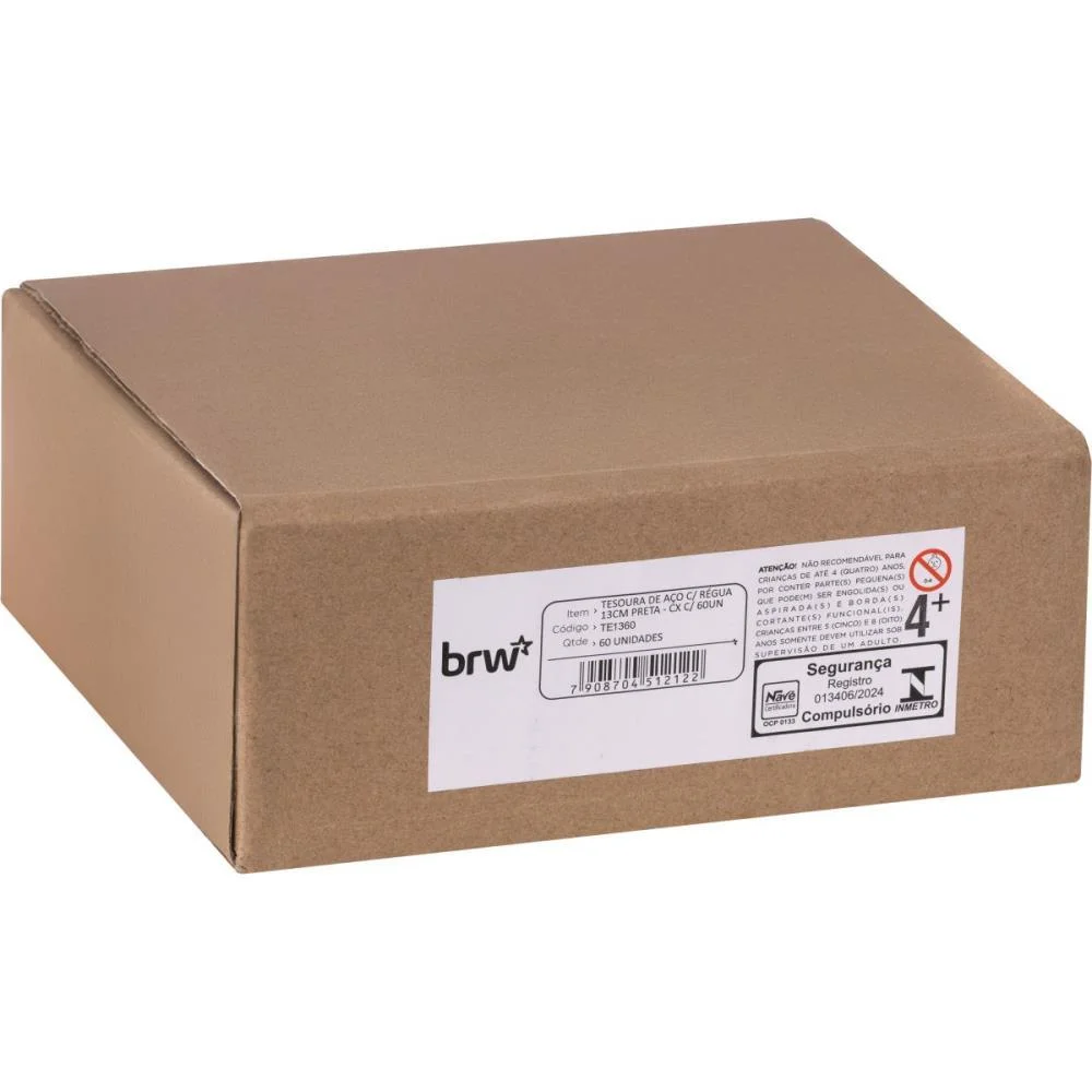 TESOURA ESCOLAR PRETA 13CM BRW (CX.C/60) - imagem 4