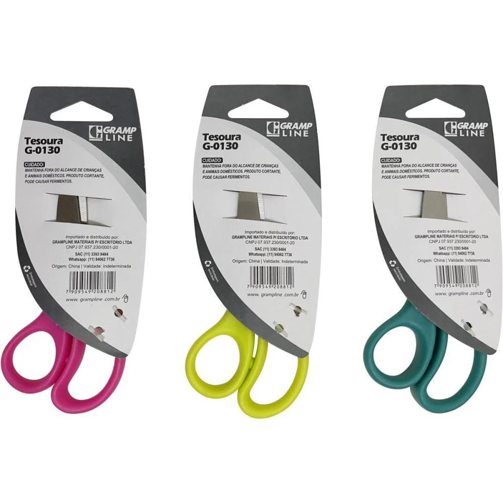 TESOURA ESCOLAR CURVA P/EVA G-0130 CORES (S) GRAMP LINE  - imagem 4