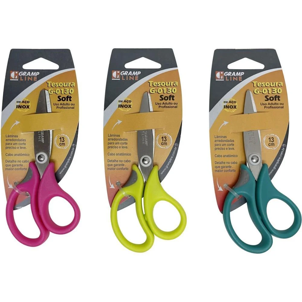 TESOURA ESCOLAR CURVA P/EVA G-0130 CORES (S) GRAMP LINE  - imagem 5