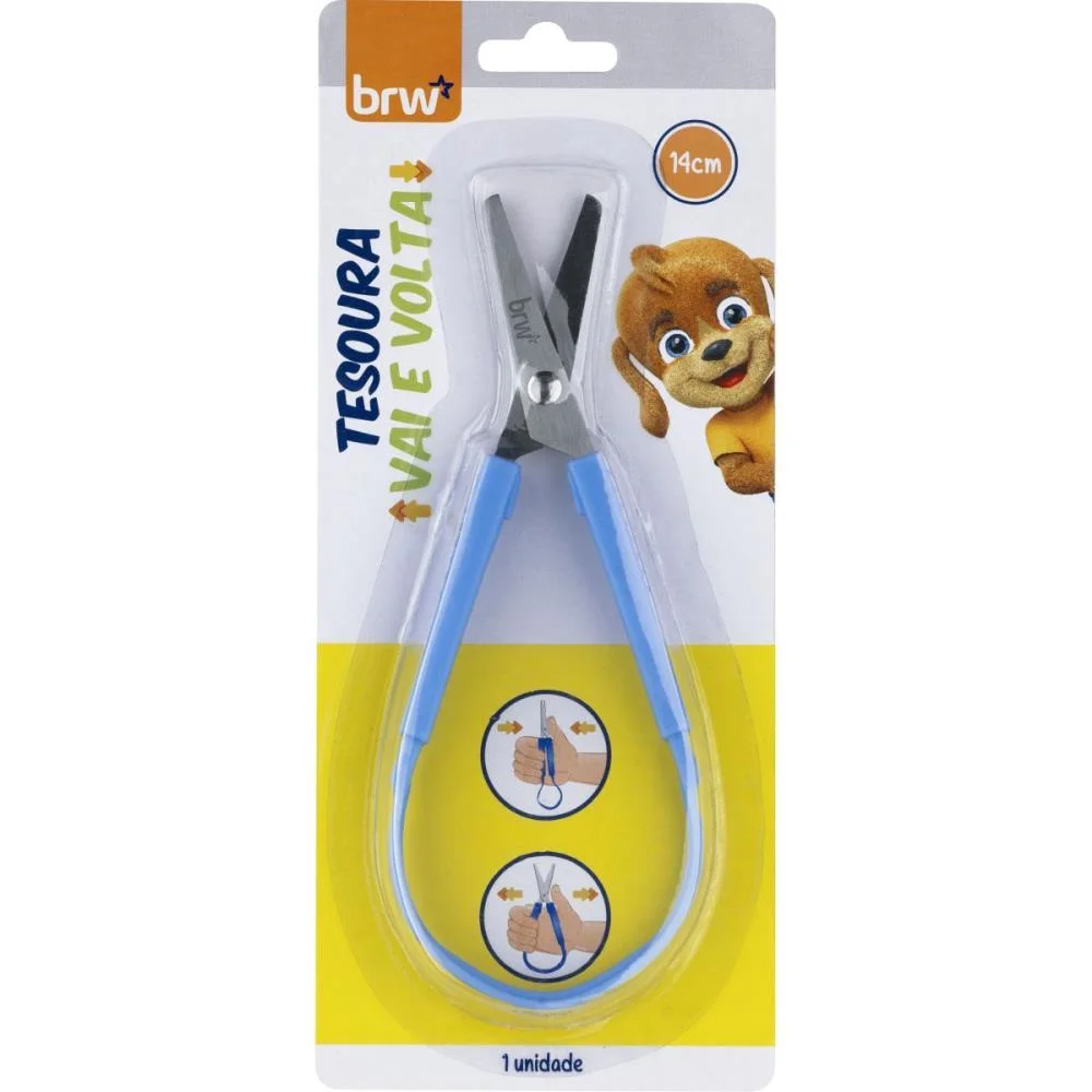 TESOURA ESCOLAR VAIE VOLTA AZUL BRW (BL.C/01) - imagem 4