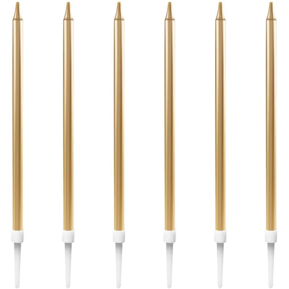 VELA PARA ANIVERSARIO PALITO DOURADA GRANDE 13CM MAKE+ (BL.C/06) - imagem 2