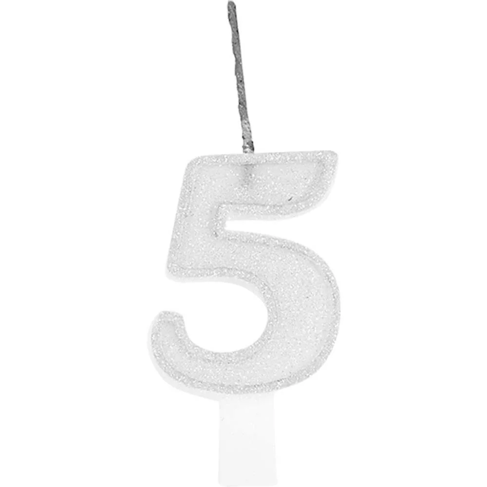 VELA PARA ANIVERSARIO N.05 BRANCA GLITTER FESTCOLOR (CX.C/10) - imagem 2