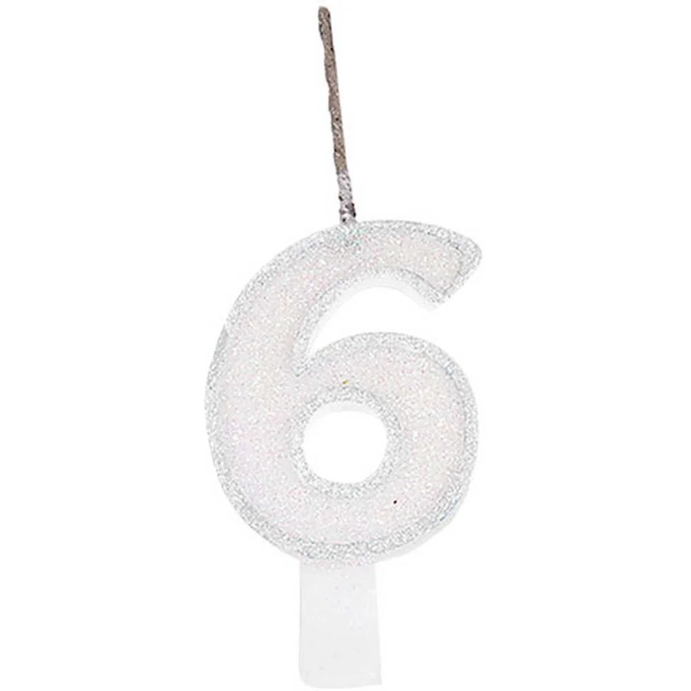 VELA PARA ANIVERSARIO N.06 BRANCA GLITTER FESTCOLOR (CX.C/10) - imagem 3