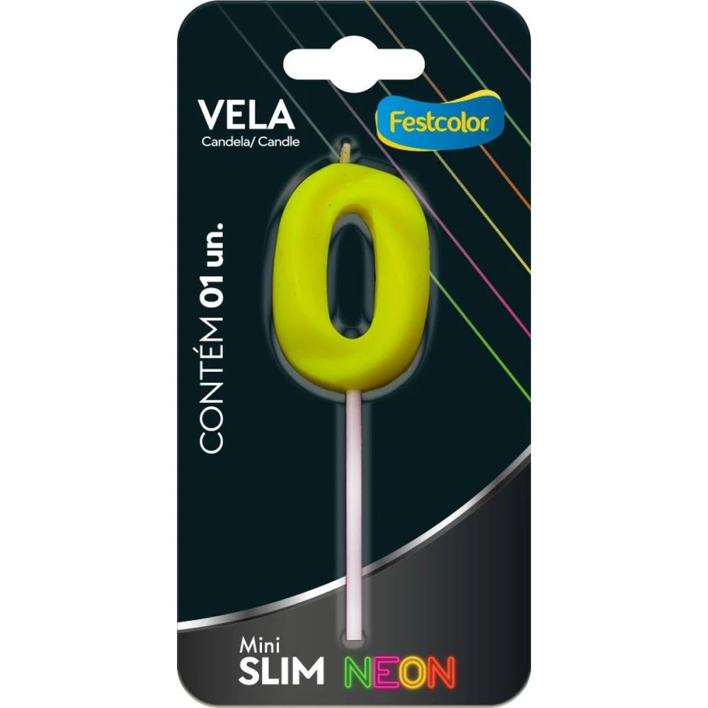 VELA PARA ANIVERSARIO N.00 AMARELA NEON FESTCOLOR (CX.C/10) - imagem 3