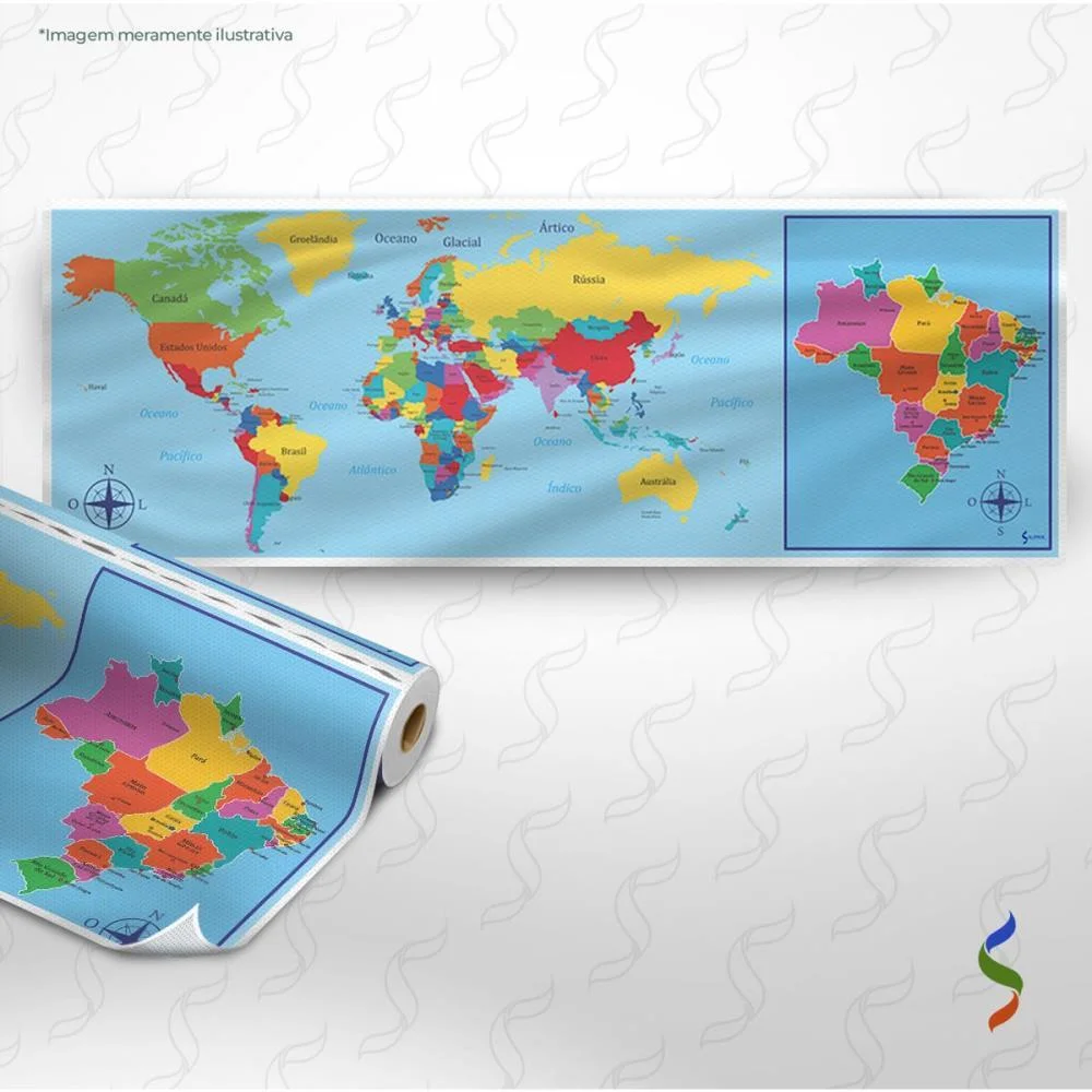 TNT ESTAMPADO 1,40M 40G PAINEL EDUCATIVO MAPA MUNDI PI SUPPER (RL-25MTS) - imagem 3