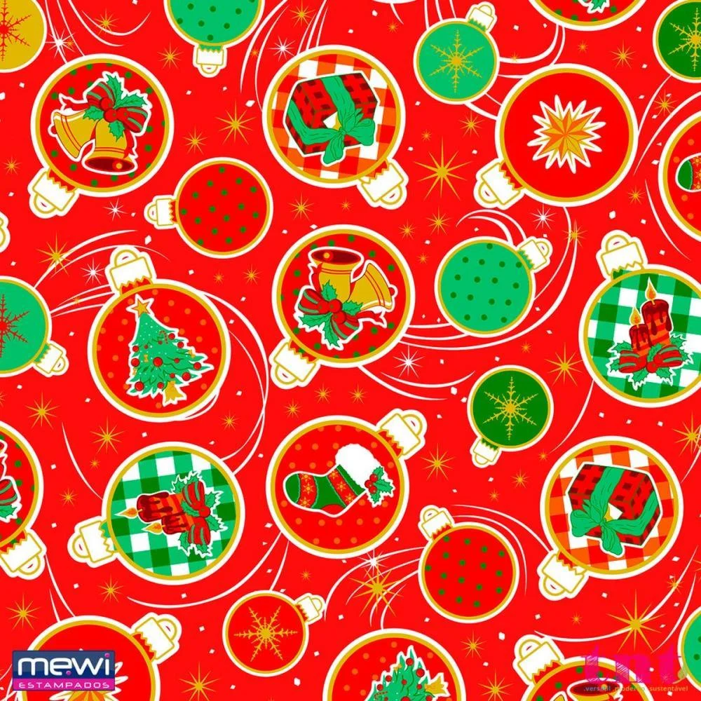 TNT ESTAMPADO 1,40M 40G NATAL BOLAS NATALINAS VERMELHO MEWI (BO-25MTS) - imagem 4